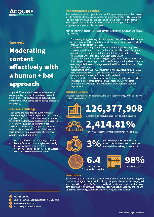 Moderating content with a human + bot approach