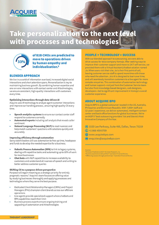 Acquire BPO United States Process and Technology Brochure preview