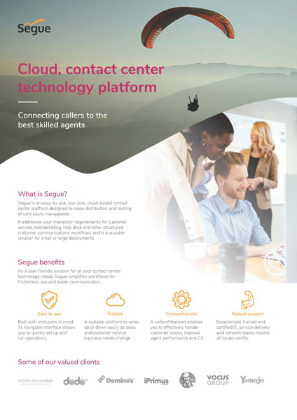 Segue Cloud, Contact Center technology platform