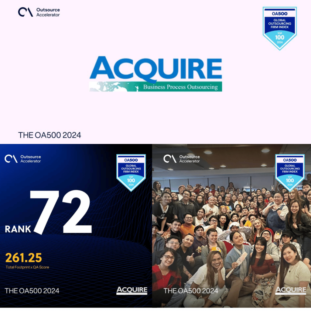 Acquire BPO Achieves Rank 72 on Outsource Accelerator’s Global Outsourcing Firm Index 2024 