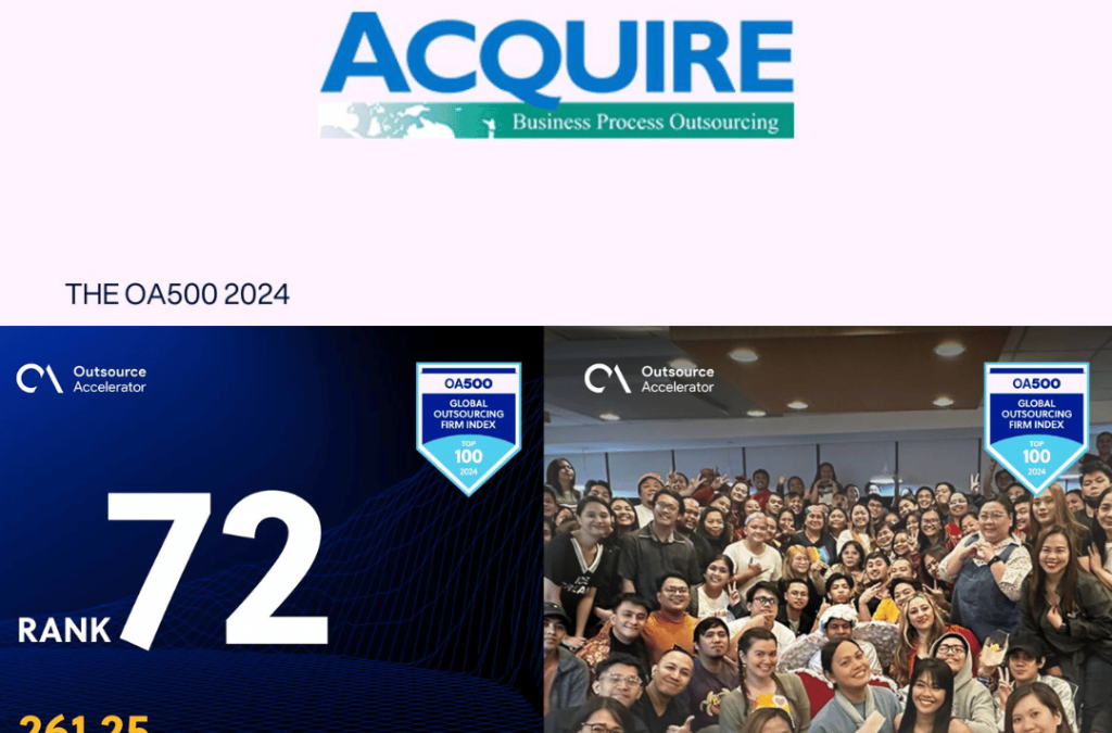 Acquire BPO Achieves Rank 72 on Outsource Accelerator’s Global Outsourcing Firm Index 2024 