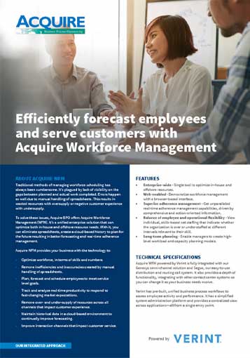 Efficiently forecast employees and service customers with Acquire Workforce Management